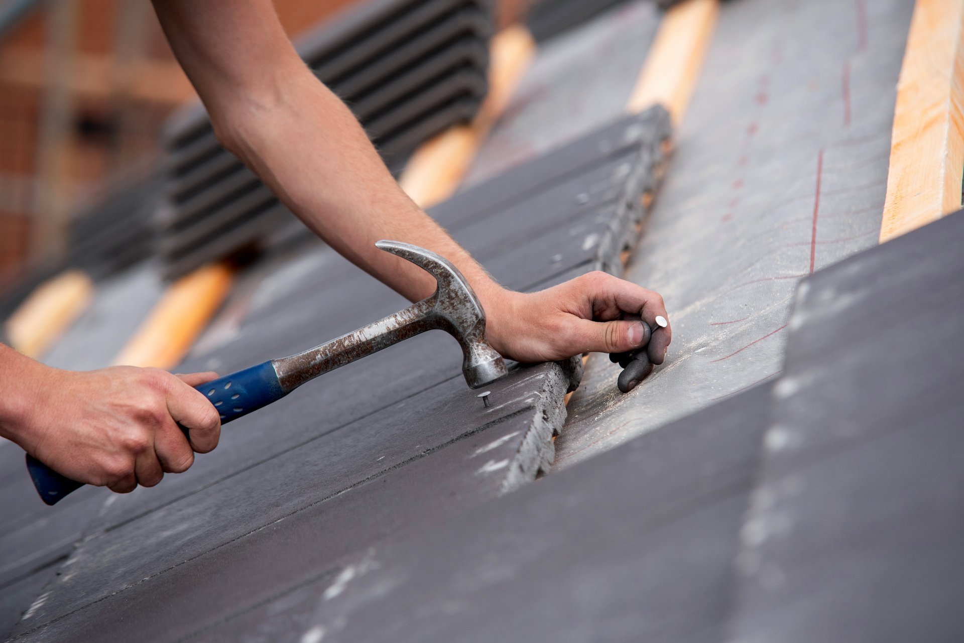 Professional roof repair technician