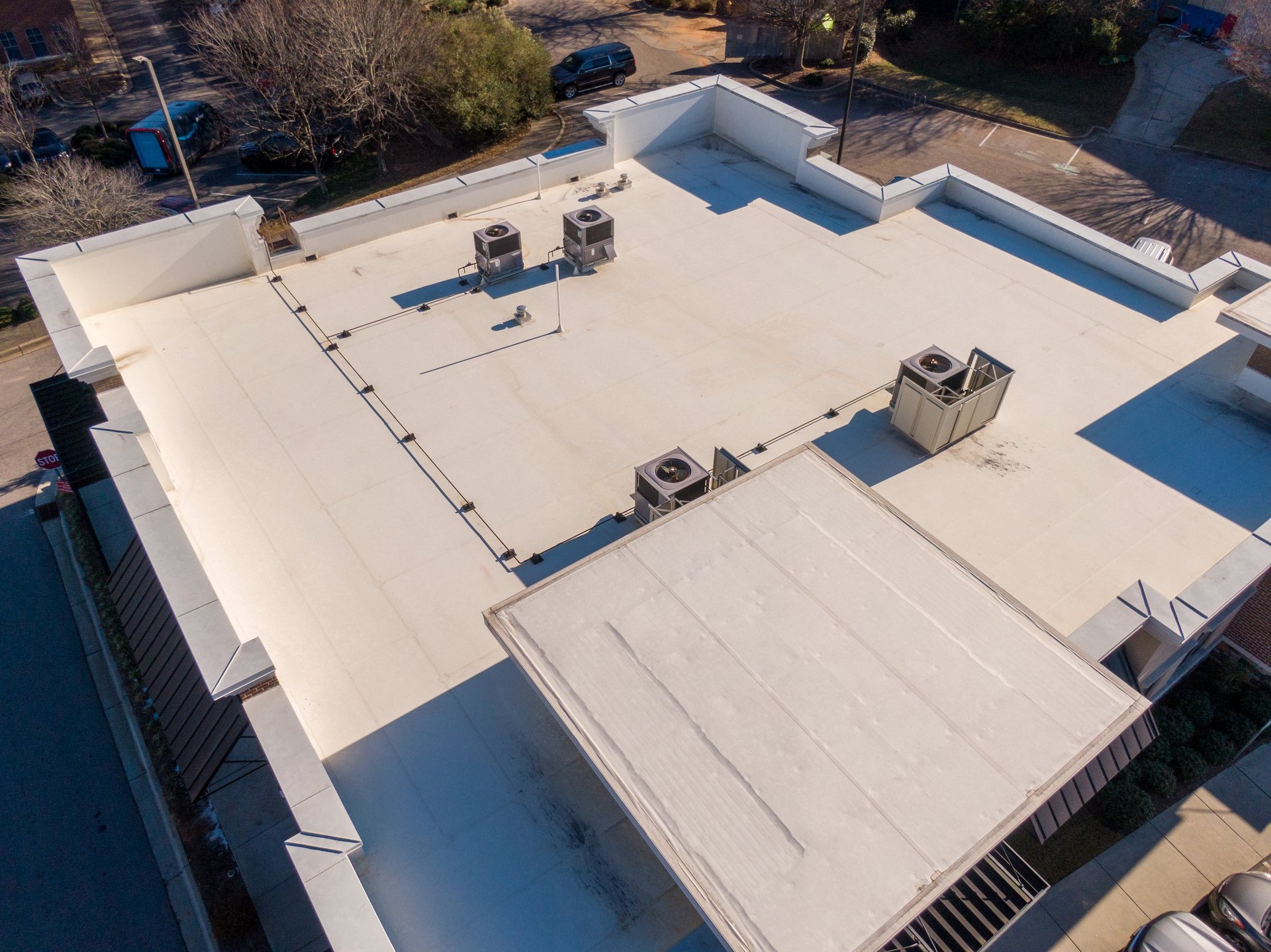 Commercial office building with flat roof